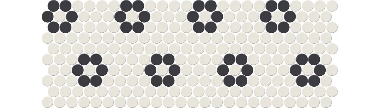 Unglazed Mosaics Ice White/Black Penny Rounds