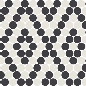 Unglazed Mosaics IceWhite/Black Penny Rounds