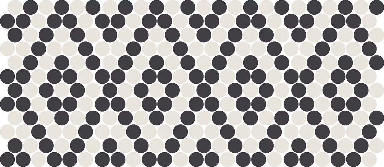Unglazed Mosaics IceWhite/Black Penny Rounds