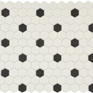 Unglazed Mosaics Ice White/Black Hexagon