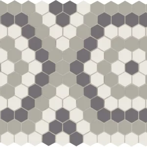 Unglazed Mosaics Ice White/Black/Light Smoke Hexagon