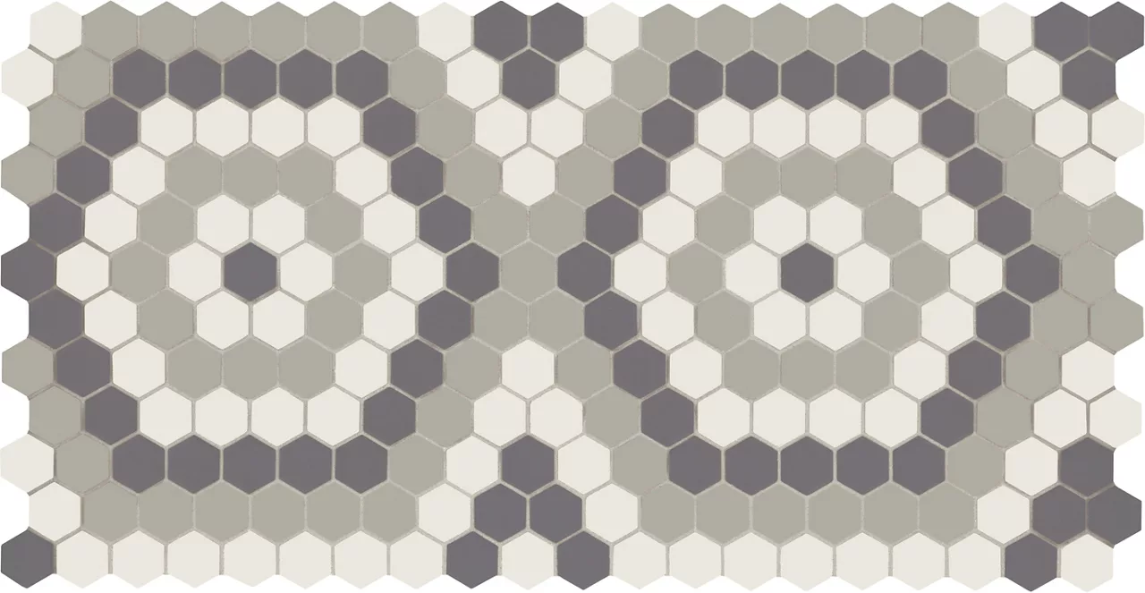 Unglazed Mosaics Ice White/Black/Light Smoke Hexagon