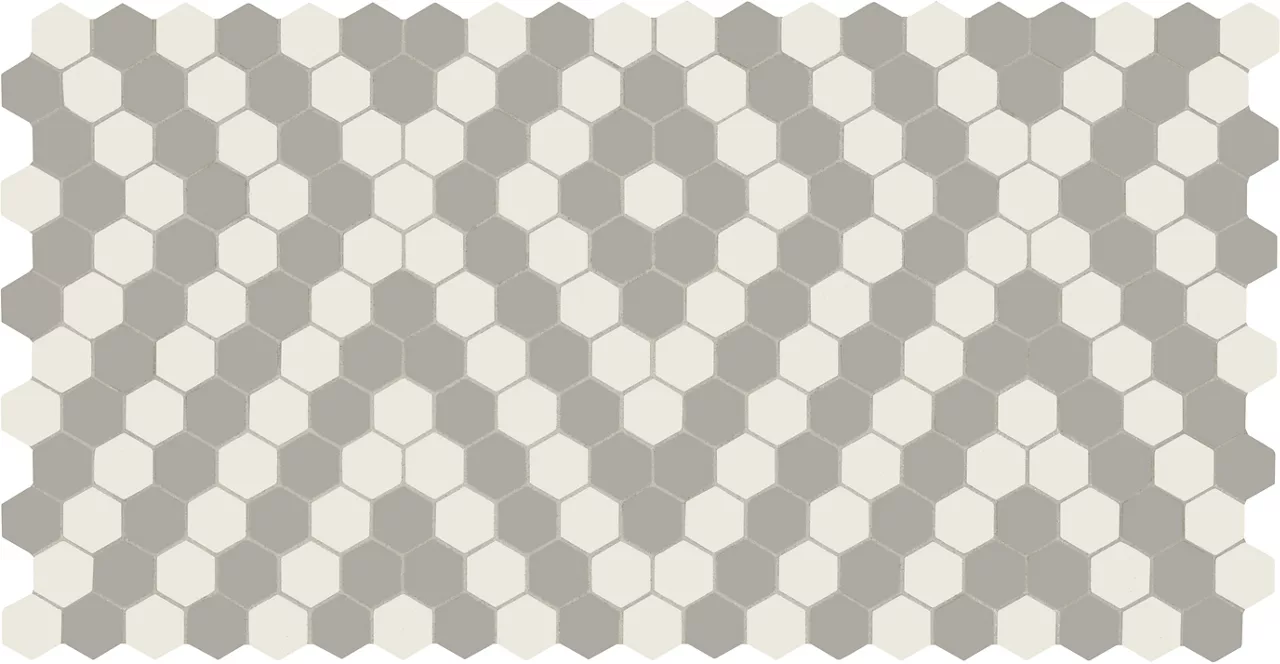 Unglazed Mosaics Ice White/Light Smoke/Diamond Hexagon