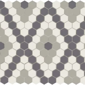 Unglazed Mosaics Ice White / Black / Lt Smoke Hexagon