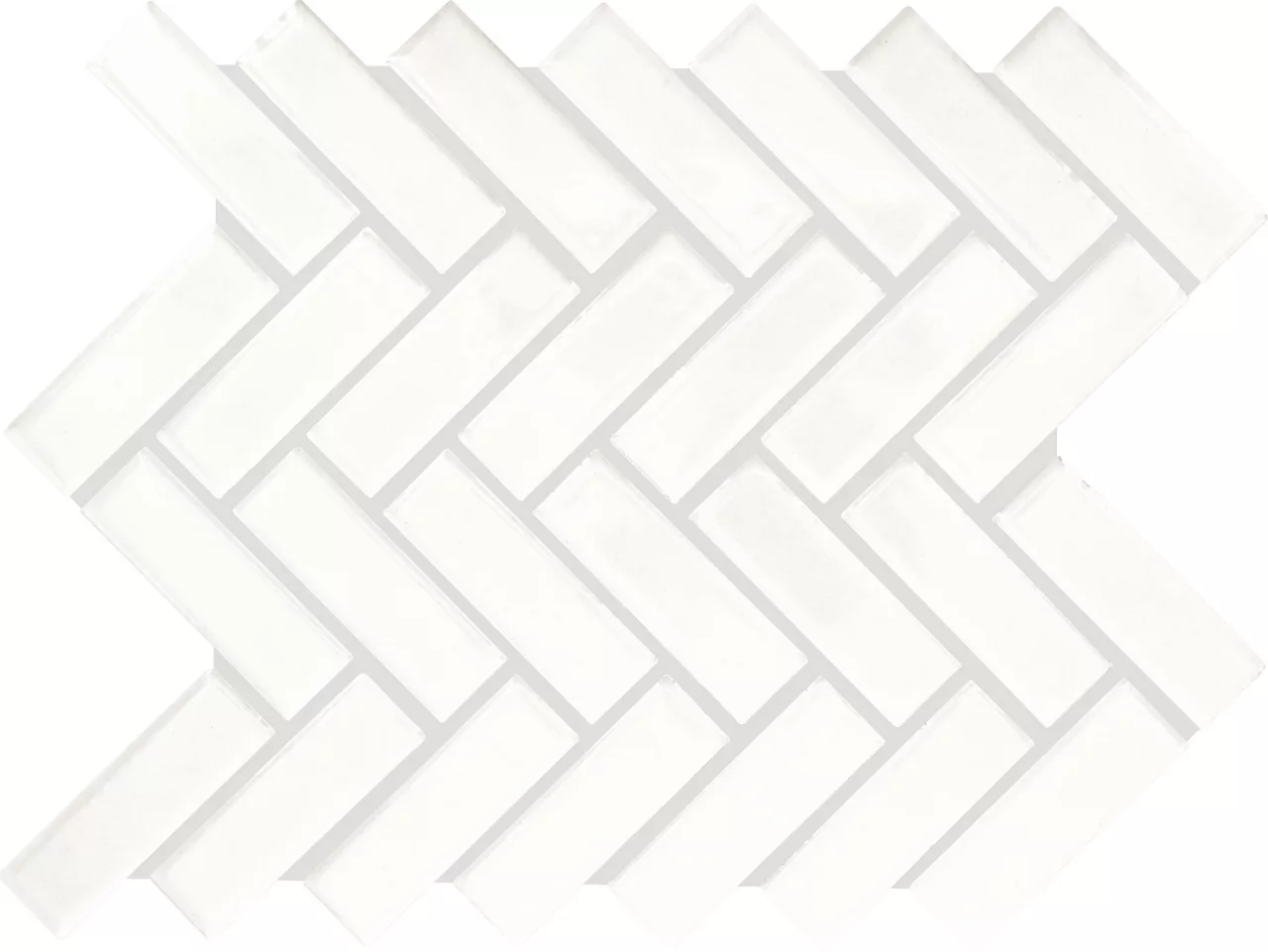 Color Wheel Mosaic Arctic White Herringbone