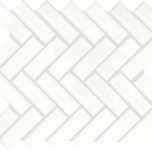 Color Wheel Mosaic Matte Arctic White Herringbone