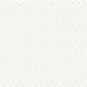 Color Wheel Mosaic Matte Arctic White Penny Rounds
