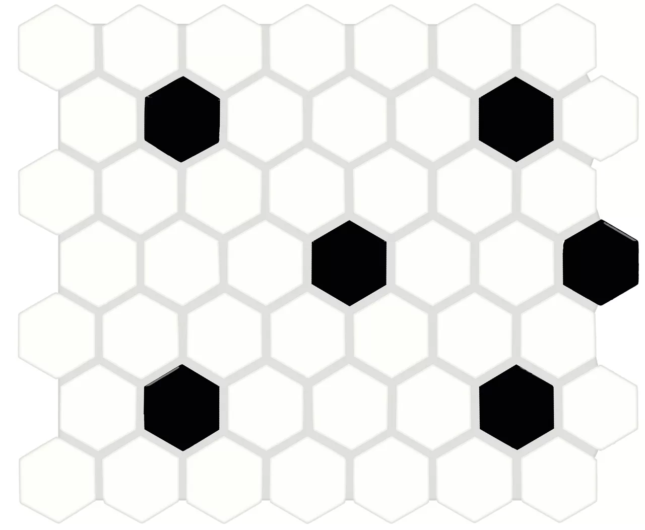Color Wheel Mosaic Arctic White/Black Hexagon