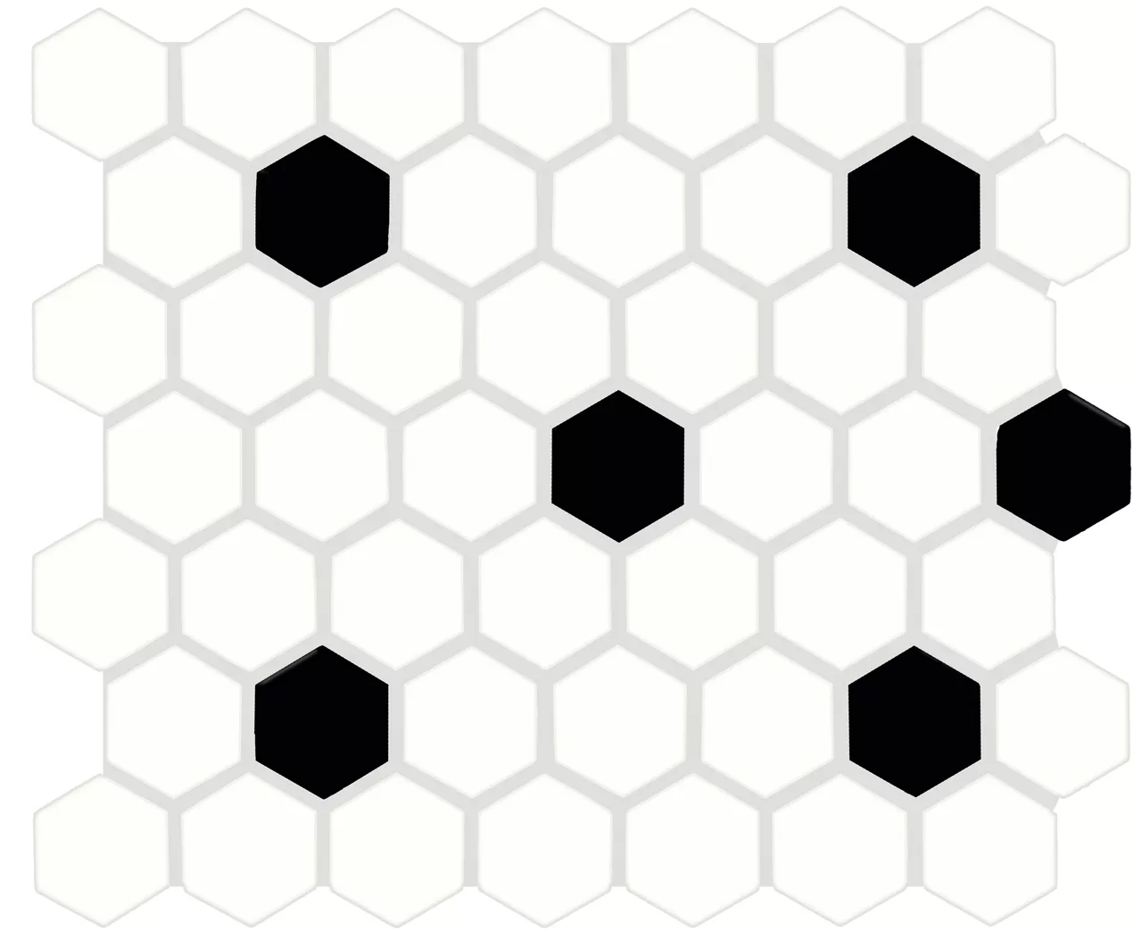 Color Wheel Mosaic Arctic White/Black Matte Hexagon