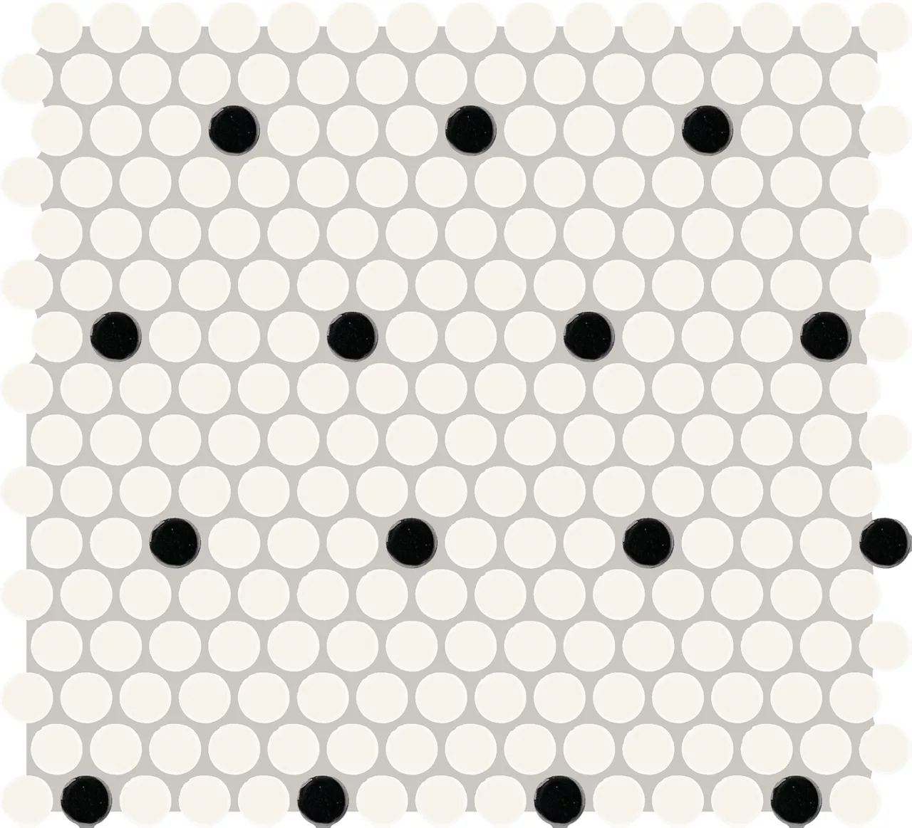 Color Wheel Mosaic Arctic White/Black Matte Penny Rounds