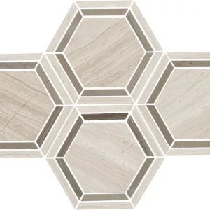 Limestone Chenille White Hexagon