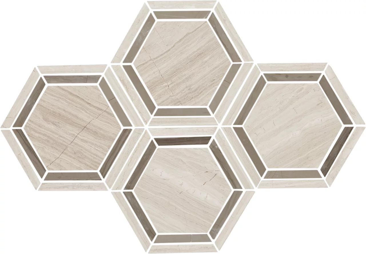 Limestone Chenille White Hexagon