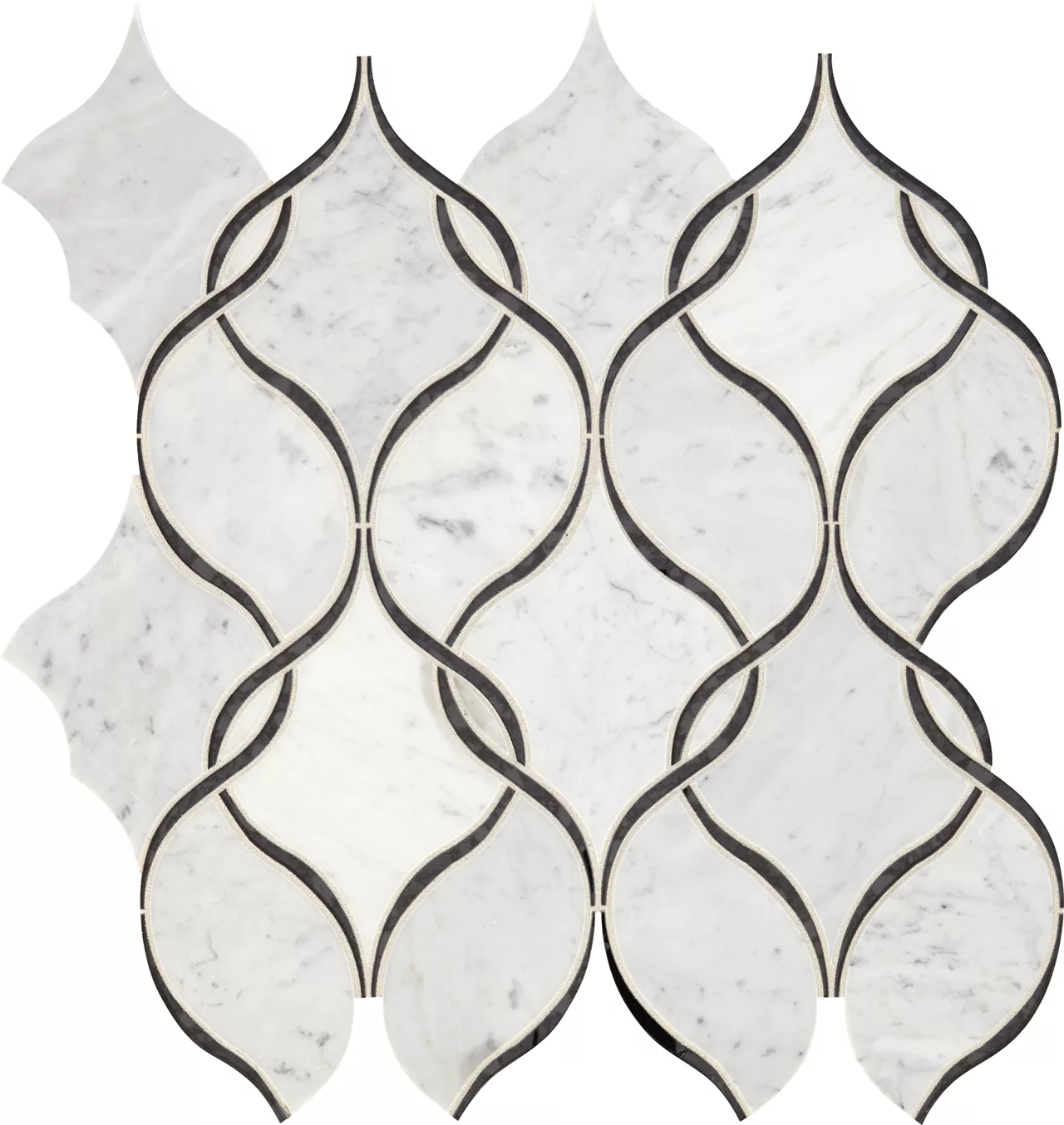 Lavaliere Carrara White/Black Ant Mirror Arabesque