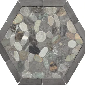 Pebble Oasis Coastal Framed Hex Pebble