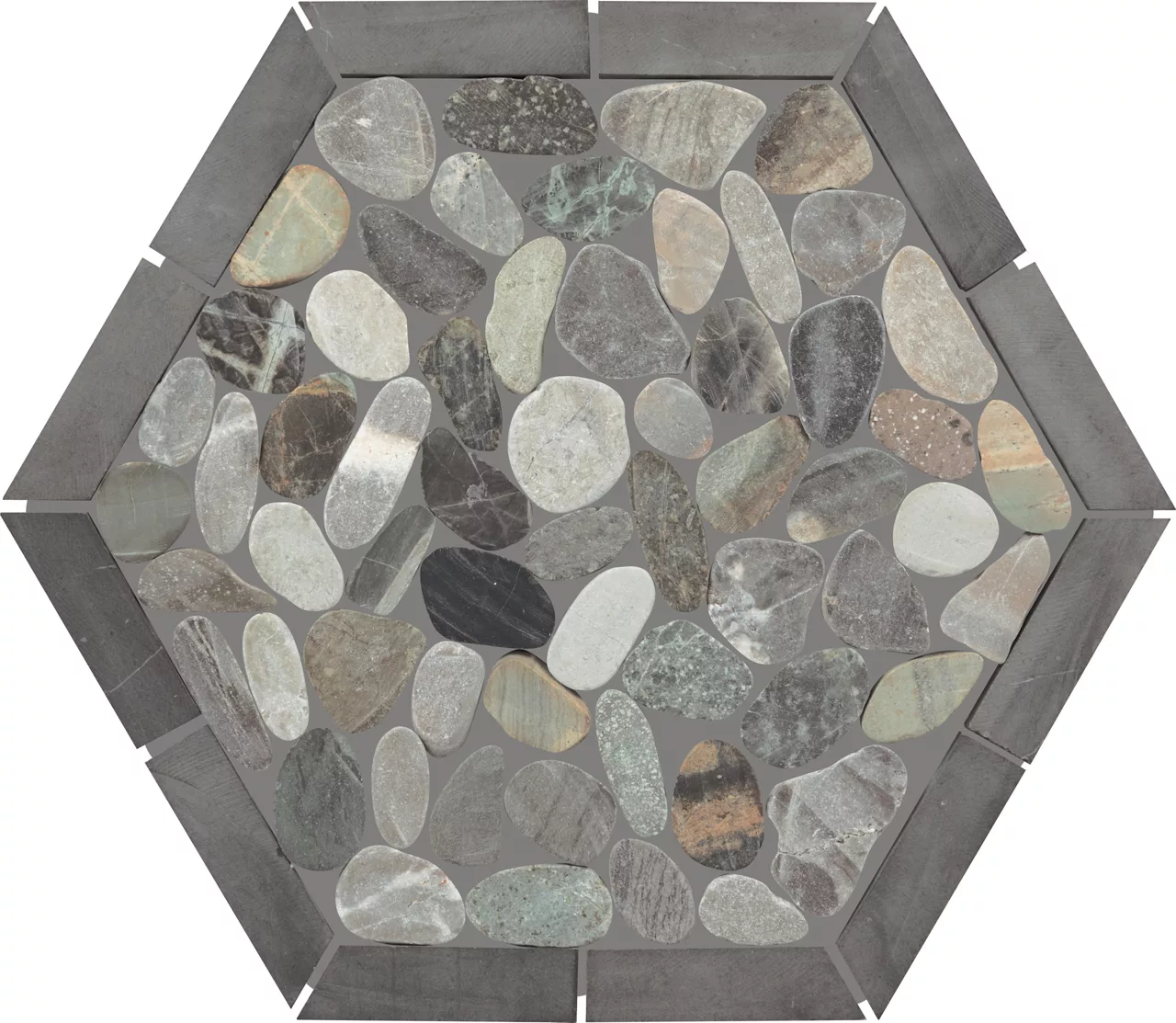 Pebble Oasis Coastal Framed Hex Pebble