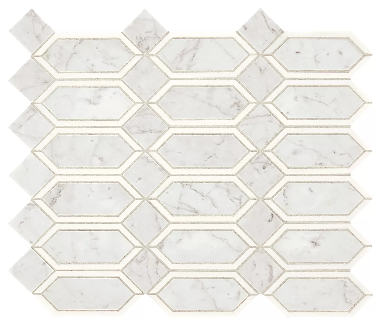 Castellina Stone Mosaics White And Gray Hexagon