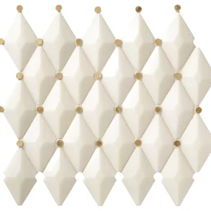 Castellina Stone Mosaics White And Brass Harlequin