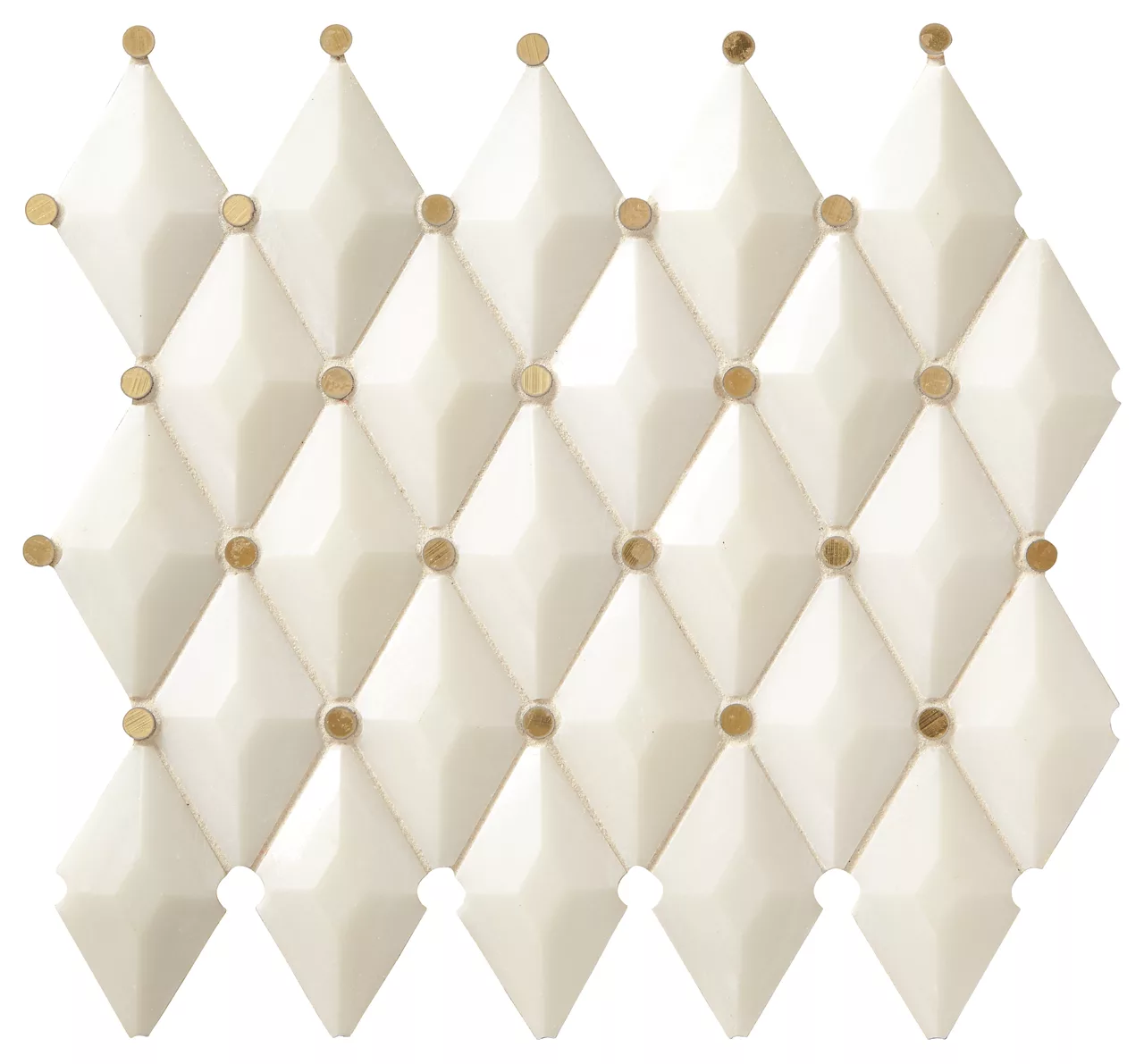 Castellina Stone Mosaics White And Brass Harlequin