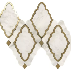 Castellina Stone Mosaics White And Brass Baroque