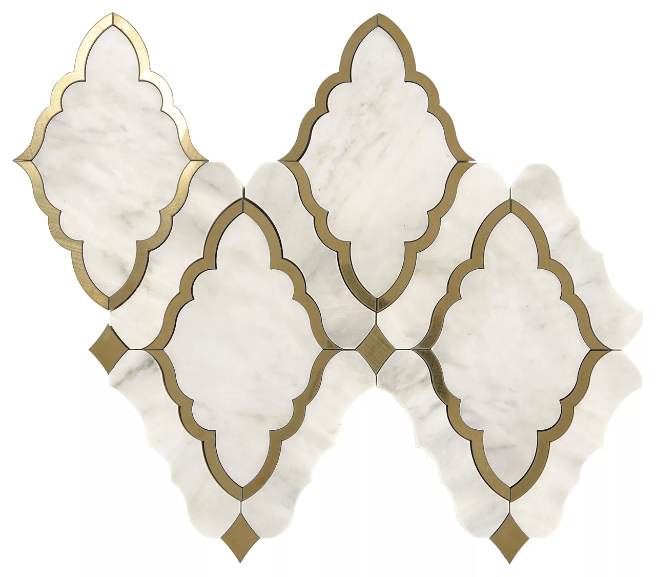 Castellina Stone Mosaics White And Brass Baroque