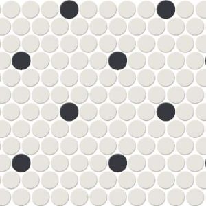 Unglazed Mosaics Ice White/Black Penny Rounds