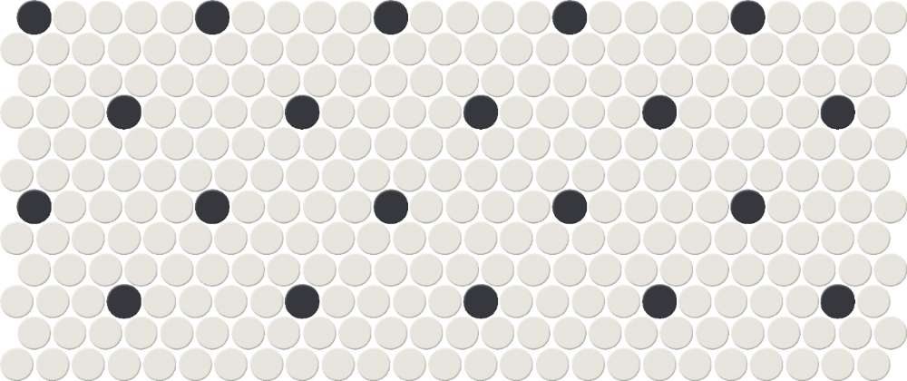 Unglazed Mosaics Ice White/Black Penny Rounds